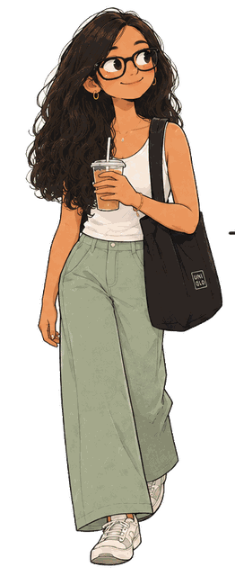 Swati as an engineering student at IIT Madras, iced coffee and tote bag